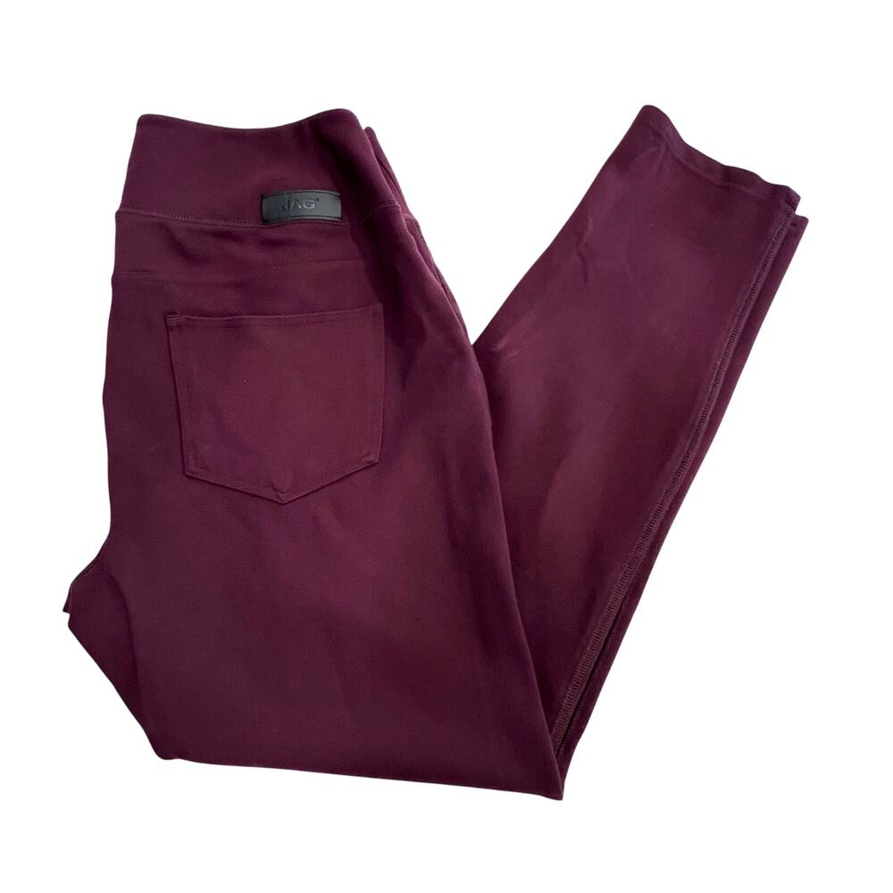 NEW JAG Jeans KNIT Pull On Pants Women's 14 Mid Rise Wide Leg Burgundy 14/32